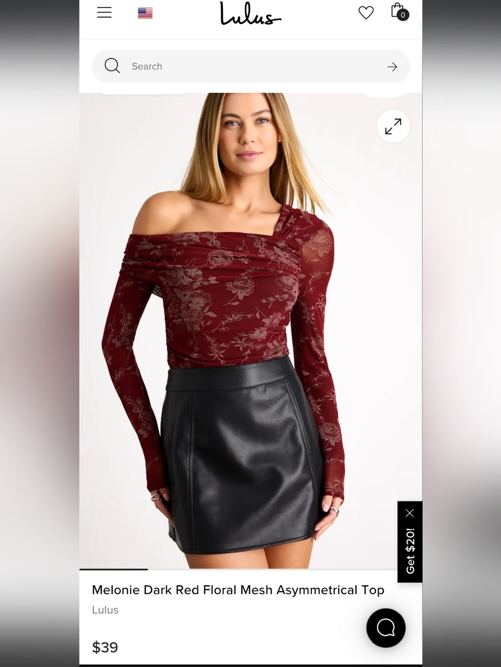 Lulu's Burgundy Floral Off-Shoulder Long Sleeve Top